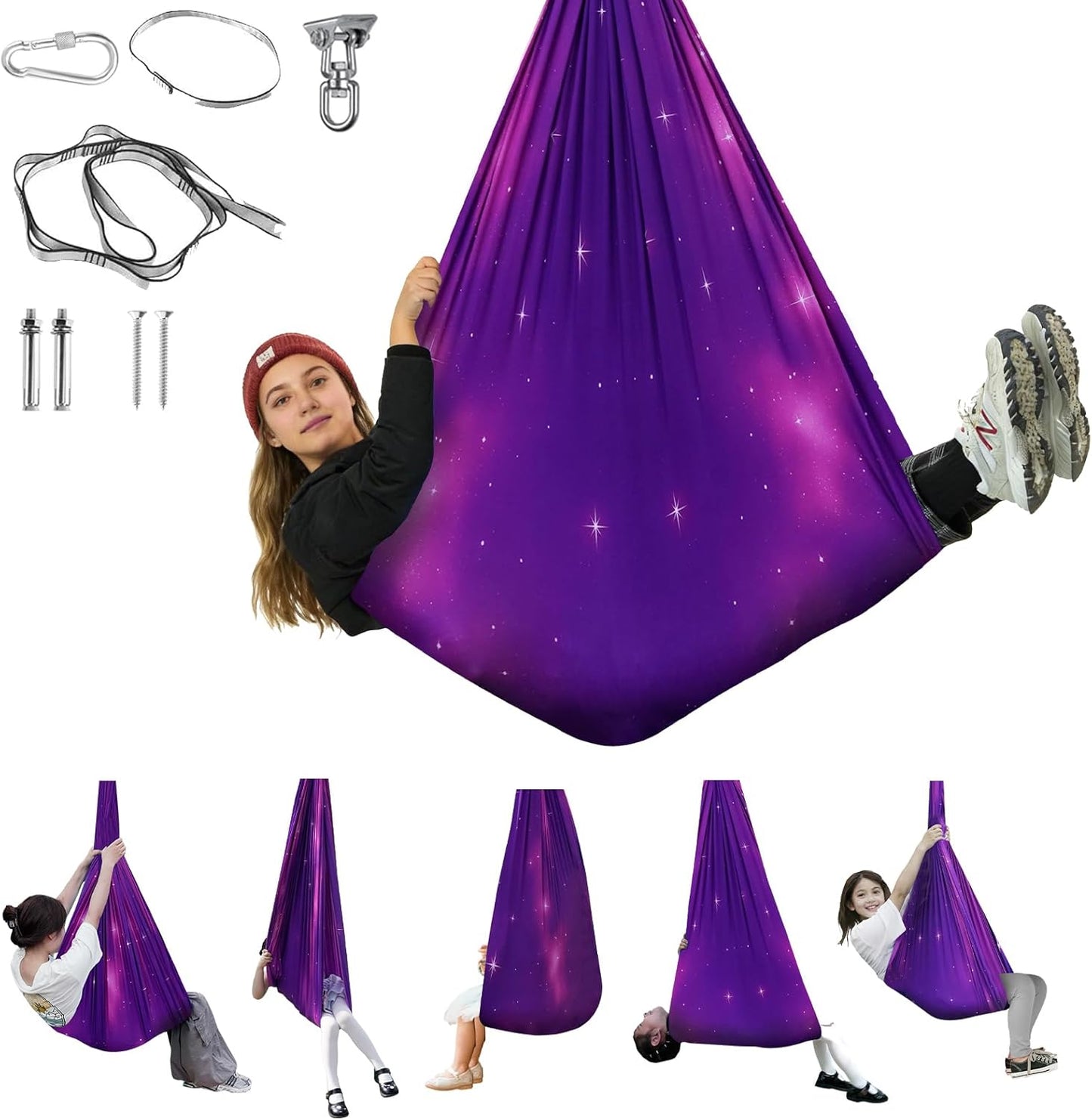 Aokitec Therapy Swing for Kids with Special Needs (Hardware Included) Snuggle Swing Cuddle Hammock Indoor Adjustable Aerial Yoga for Children with Autism, ADHD, Asperger, Sensory Integration