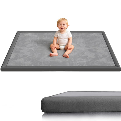 Baby Play Mat for Floor, 1.3'' Thick Memory Foam Tummy Time Mat - Super Soft Coral Velvet Nursery Rug with Non-Slip Backing, Crawling Rug for Toddlers/Infants, Yoga & Tatami Use, Oatmeal, 79''x 118''