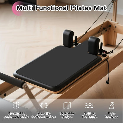 Non Slip Pilates Reformer Mat, Soft Fleece Surface Pilates Towel Mat, Pilates Mat with Multiple Equipment, Lightweight and Foldable, Wicking and Quick Drying for Yoga, Fitness