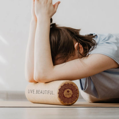 Yoga Design LAB | The Cork Roller | Release Tight Muscles, Improve Circulation, Decrease Soreness, Massages Tissue | Ideal for All Areas of the Body arms, Legs, Back | Travel Friendly (Mandala Tonal)