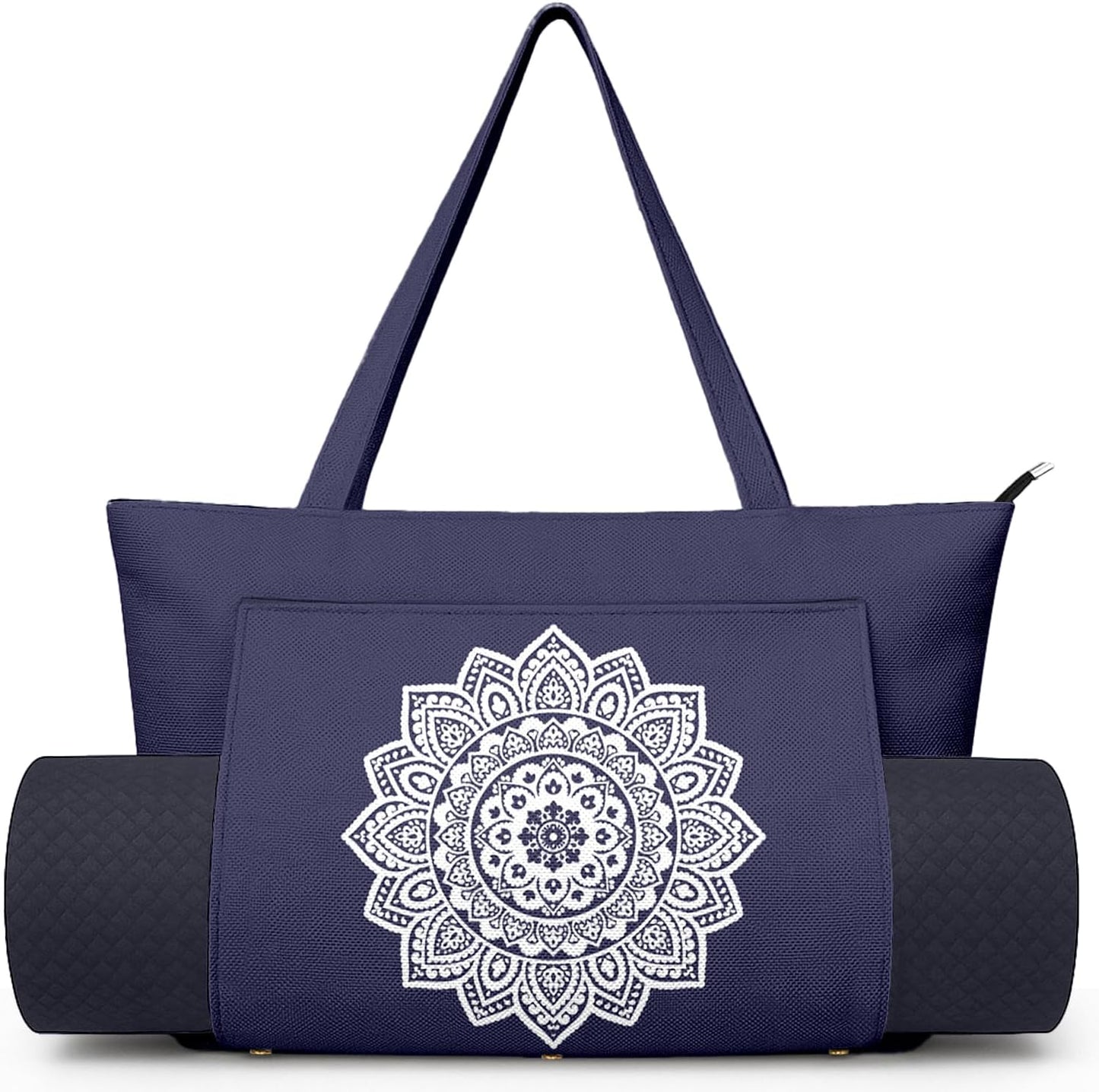 Yoga Bag for Women, Large Canvas Yoga Mat Tote Bag with Yoga Mat Carrier - Large Mat Pocket Fitness Tote for Pilates, Gym, Travel, Office & Beach