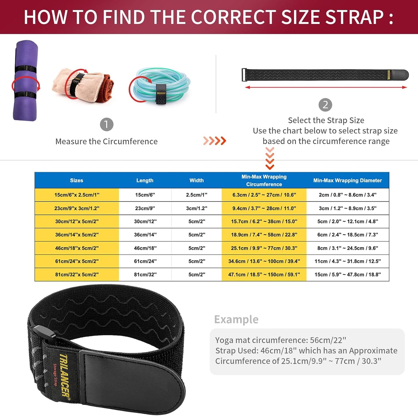 Trilancer Elastic Cinch Straps with Anti-Slip Strips, 24 "x 2" (4 Pack) Multipurpose Hook and Loop Bundling Straps for Hose, Cords, Bike, Luggage, Camping, Yoga Mats