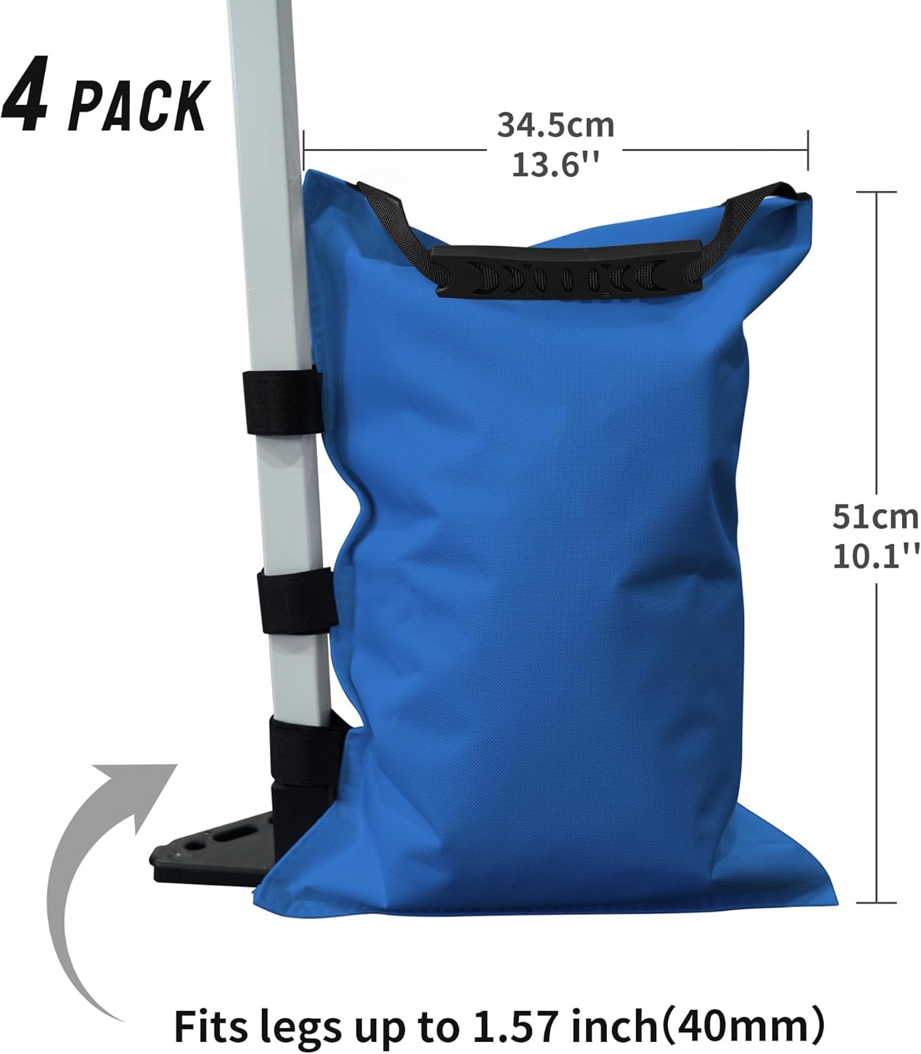 CROWN SHADES Sand Bags for Canopy Legs (150 LBS) Sandbags for Weight, Canopy Weights, Pop Up Tent Weights Bags, Black (Unfilled)