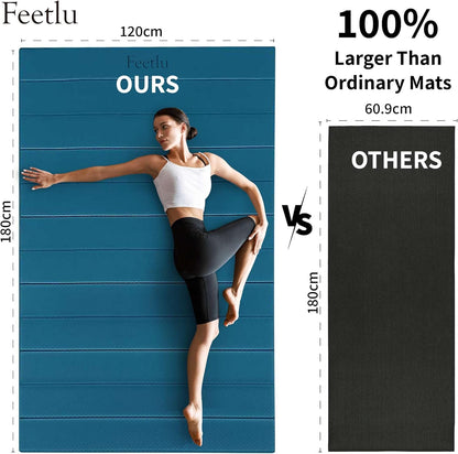 Foldable Large Yoga Mat: Extra 1/4 Inch Thick Workout Mat for Home Gym and Travel - Anti-Slip Folding Exercise Mat for Yoga, Pilates, and More