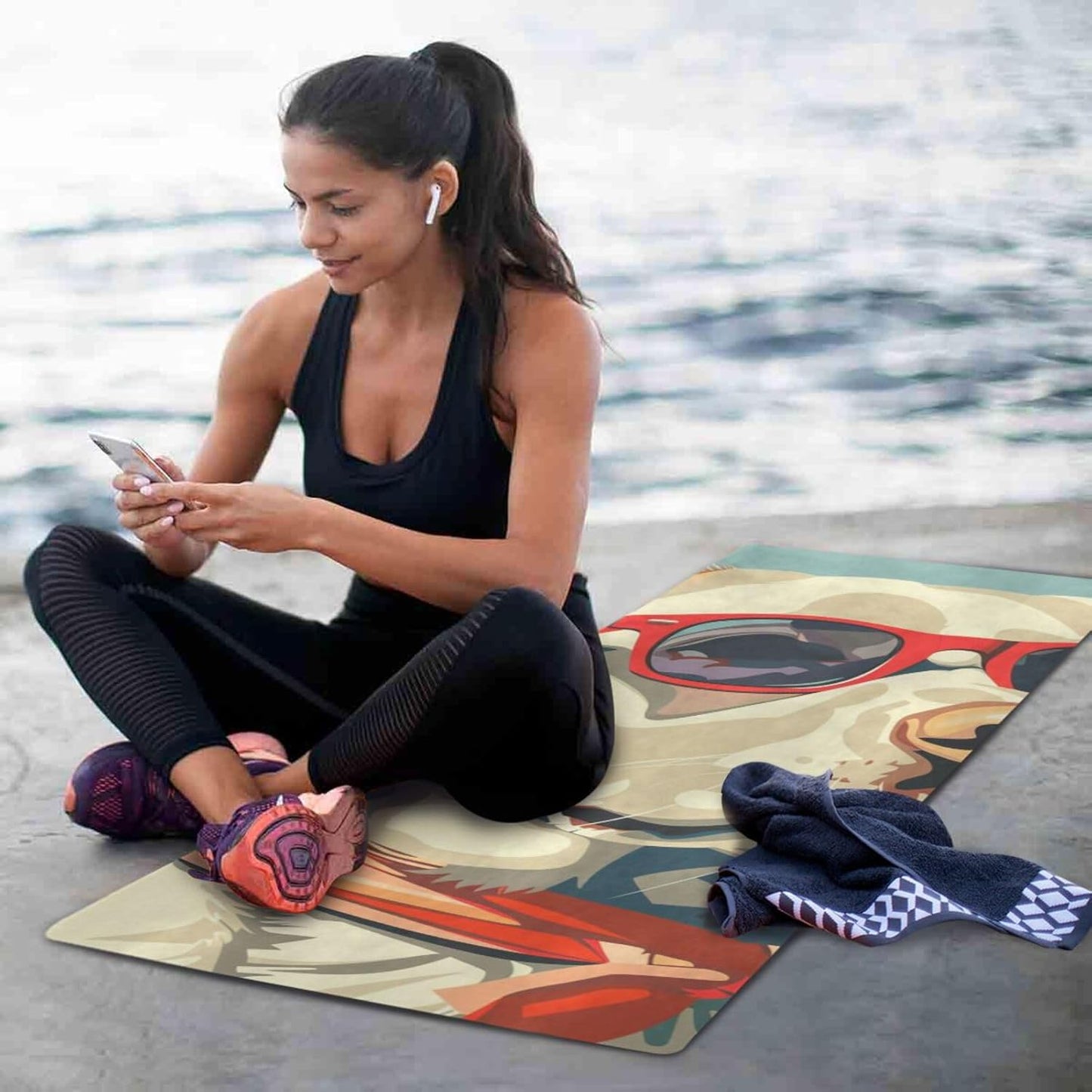 Nautical Beach Ocean Style Labrador Retriever Pastel Color yoga mat bulk for gym printed, natural rubber non slip, yoga bag for mat tapete para ejercicio 71x26 inches