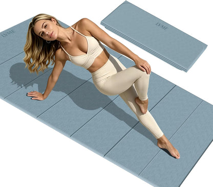 Large Yoga Mat 75"x31", Foldable Yoga Mat & Travel Yoga Mat, Extra Wide 0.24" Thin Non-Slip Mat for Yoga, Pilates, Stretching & Home Workouts –Easy Carry & Store