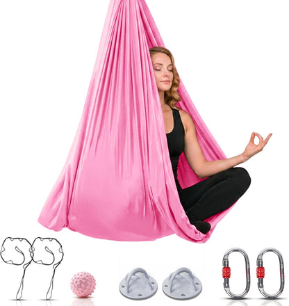 LOTUS78 Aerial Yoga Hammock 5.5 Yards (198 Inches) – Premium Aerial Silk Swing for Antigravity Fitness, Inversion Therapy, Strength & Flexibility | Purple | Yoga Trapeze for Home & Studio
