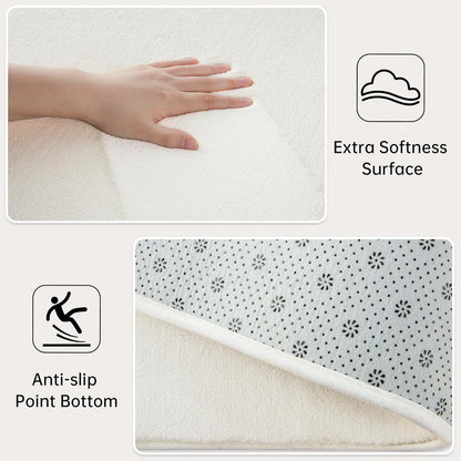 Andecor Shag Living Room Area Rug, 6x9 Cream White Washable Fuzzy Bedroom Rugs, Soft Fluffy Indoor Carpets for Dorm Boys Girls Kids Room Nursery Home Decorations