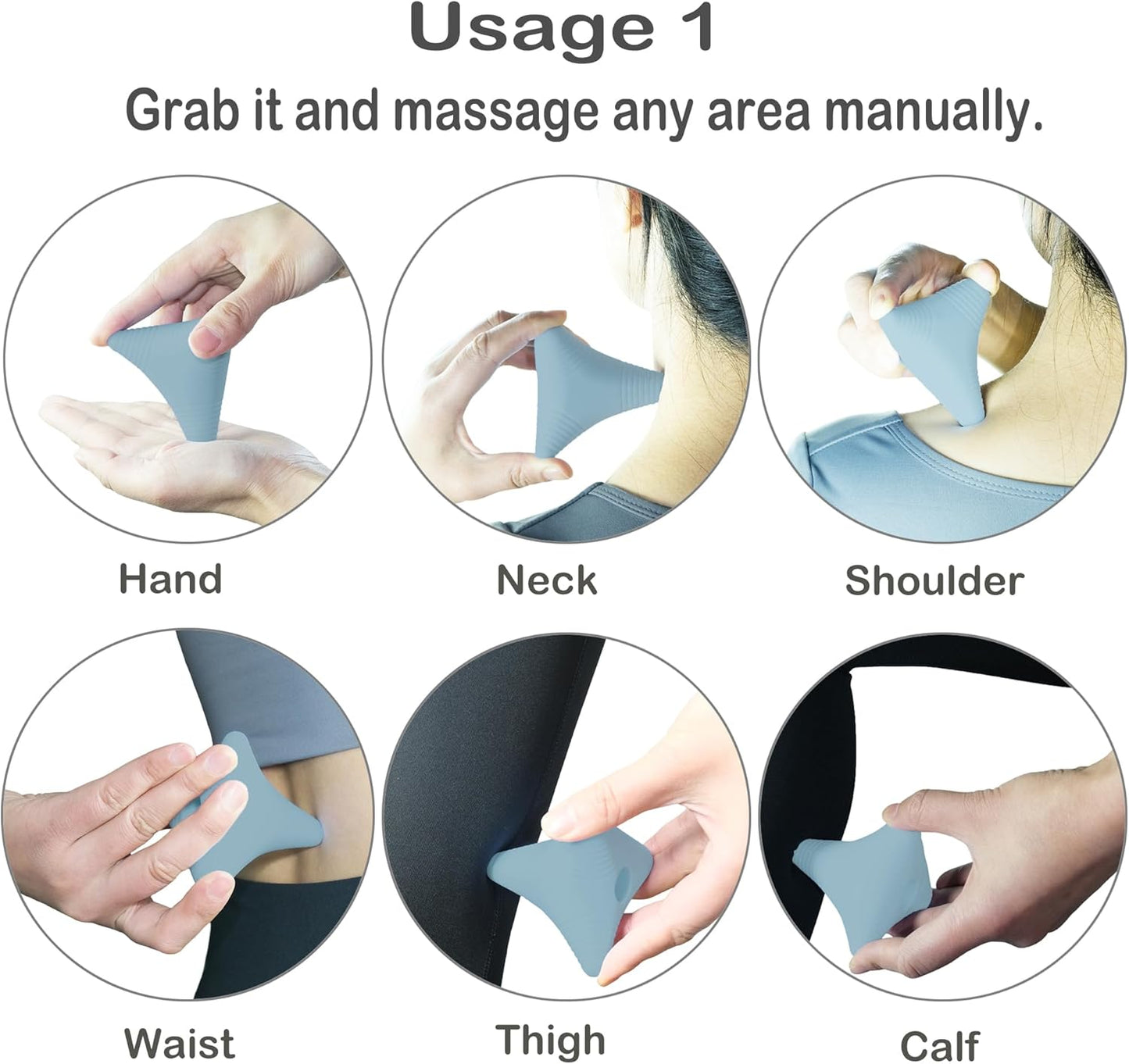 Trigger Point Massage Ball, Manual Massager Tool for Muscle Knot Deep Tissue Relief Myofascial Release Physical Therapy Hip Flexor Iliacus Psoas Hand Foot Back. 2.8×2.9” (Blue)