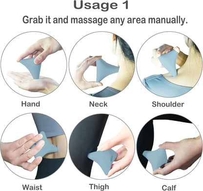 Trigger Point Massage Ball, Manual Massager Tool for Muscle Knot Deep Tissue Relief Myofascial Release Physical Therapy Hip Flexor Iliacus Psoas Hand Foot Back. 2.8×2.9” (Blue)