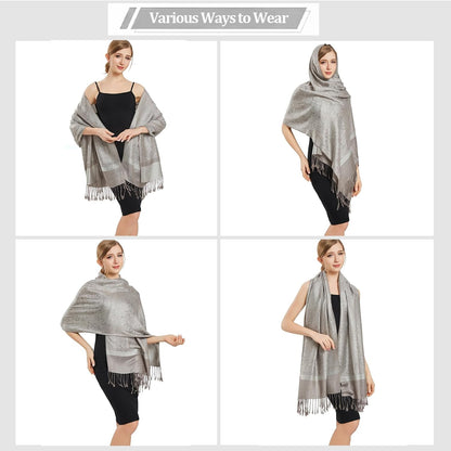 vimate Silky Paisley Pashmina Shawl Scarf-Women's Soft Double-side Jacquard Pashminas Wrap for Evening Dress Travel Shawl