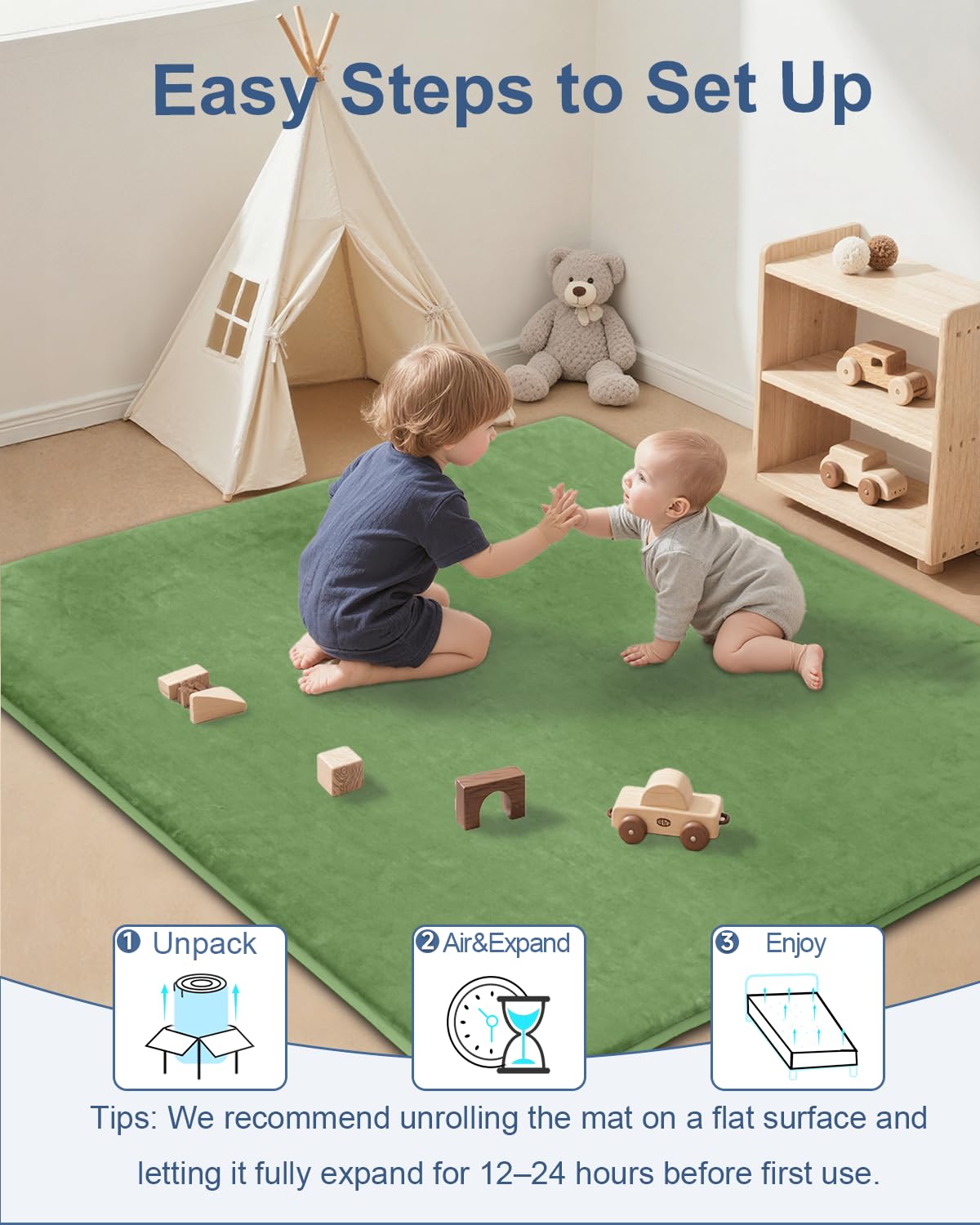 Large Thick Baby Play Mat for Floor,Padded Foam 59x79 Playpen Mat,Soft Support&Plush Feel Nursery Kids Rug,Non Slip for Toddler,Infants,Kids Playroom,Yoga,Baby Crawling,Tummy Time (Light Grey)