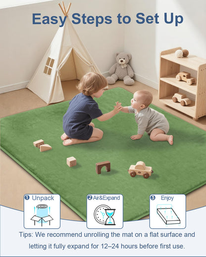 Large Thick Baby Play Mat for Floor,Padded Foam 59x79 Playpen Mat,Soft Support&Plush Feel Nursery Kids Rug,Non Slip for Toddler,Infants,Kids Playroom,Yoga,Baby Crawling,Tummy Time (Light Grey)