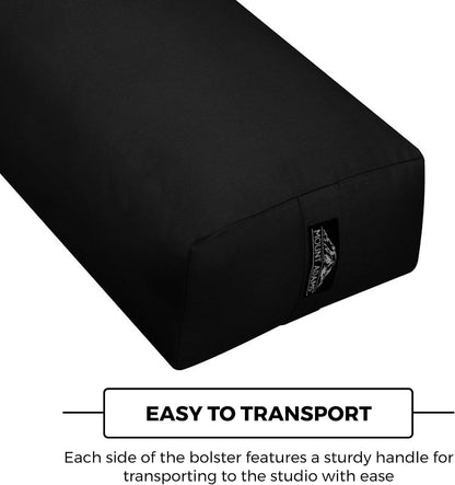 Mount Adams Rectangular Yoga Bolster for Restorative Yoga, 24" x 10" x 5", 6 lbs, 100% Cotton Rectangular Pillow with Handles, Dense, Firm Yoga Pillow and Cushion for Home or Studio