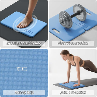 ILILI Yoga Knee Pad Foldable, TPE Soft Pad 24*17*0.5inch (Folding Size 17*12*1inch) for Knee Push-ups, Plank Support＆Elbow/Knee Support, Portable and Lightweight for Yoga Pilates, Fitness Exercise, Outdoor