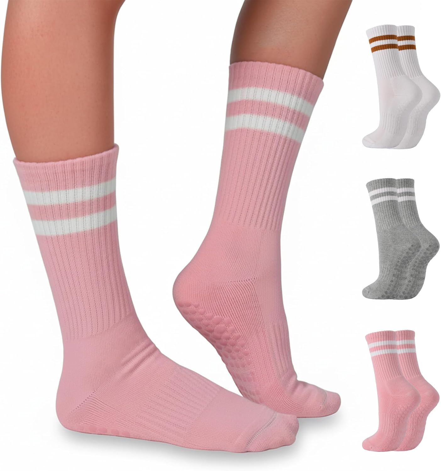 Pilates Grip Socks for Women – Non-Slip Grippy Yoga & Barre Socks, Cushioned Cozy Socks for Studio, Home & Gifts