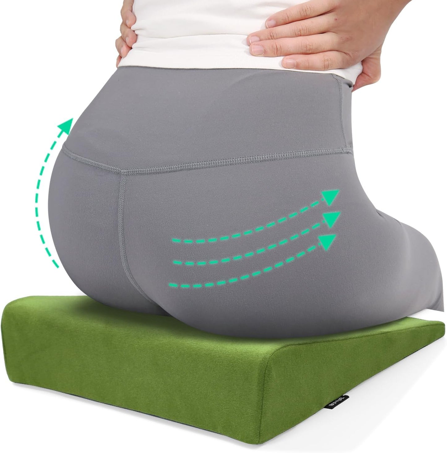 BUYUE Wedge Cushion for Butt Lift Women, Hard-Firm EVA Foam for Lift HIPS Up Fitness Training, Plank Position Mat, Non-Slip Chair Seat Pad, 15.7"x 12.5", Black