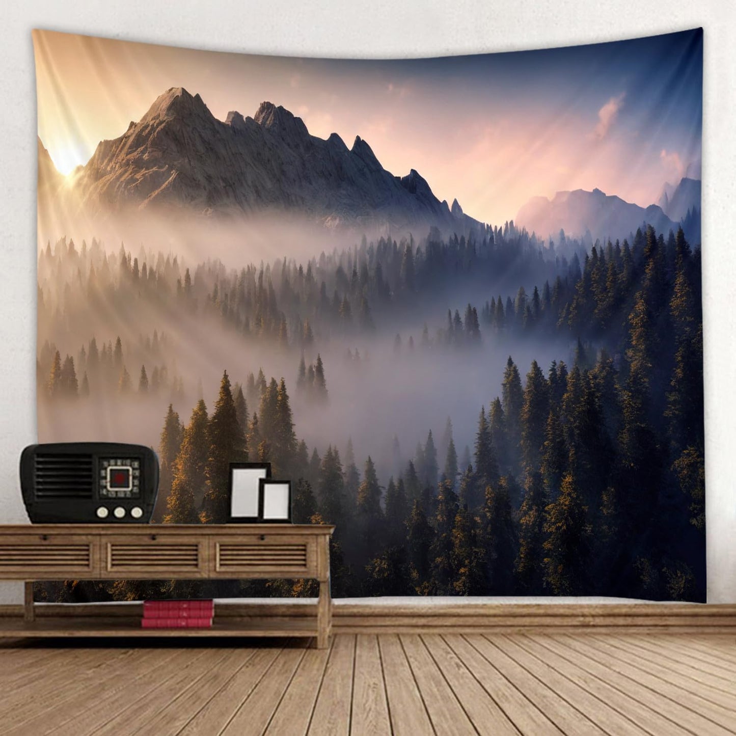 LYFANS Wooden Bridge Water Printing Fabric Tapestry Decorative Wall Art Tablecloth Bed Cover Picnic Carpet Beach Towel Bedroom Dormitory Living Room Multi functional Tapestry 79 x 59 inches