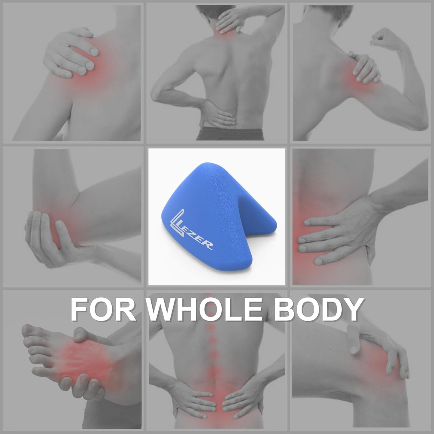LEZER Trigger Massage Point, Manual Massage Ball, Muscle Knots Relief Tool, Myofascial Release, Physical Therapy, Deep Tissue Back Massage, Plantar Fasciitis, 2.9 in x 2.1 in (Blue)