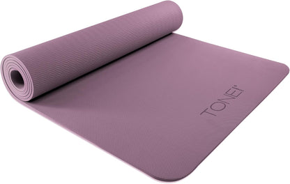 TONE Fitness Yoga Mat 1/4" Thick Non Slip Exercise & Pilates Mat for Home Workouts with Carrying Strap | Multiple Options