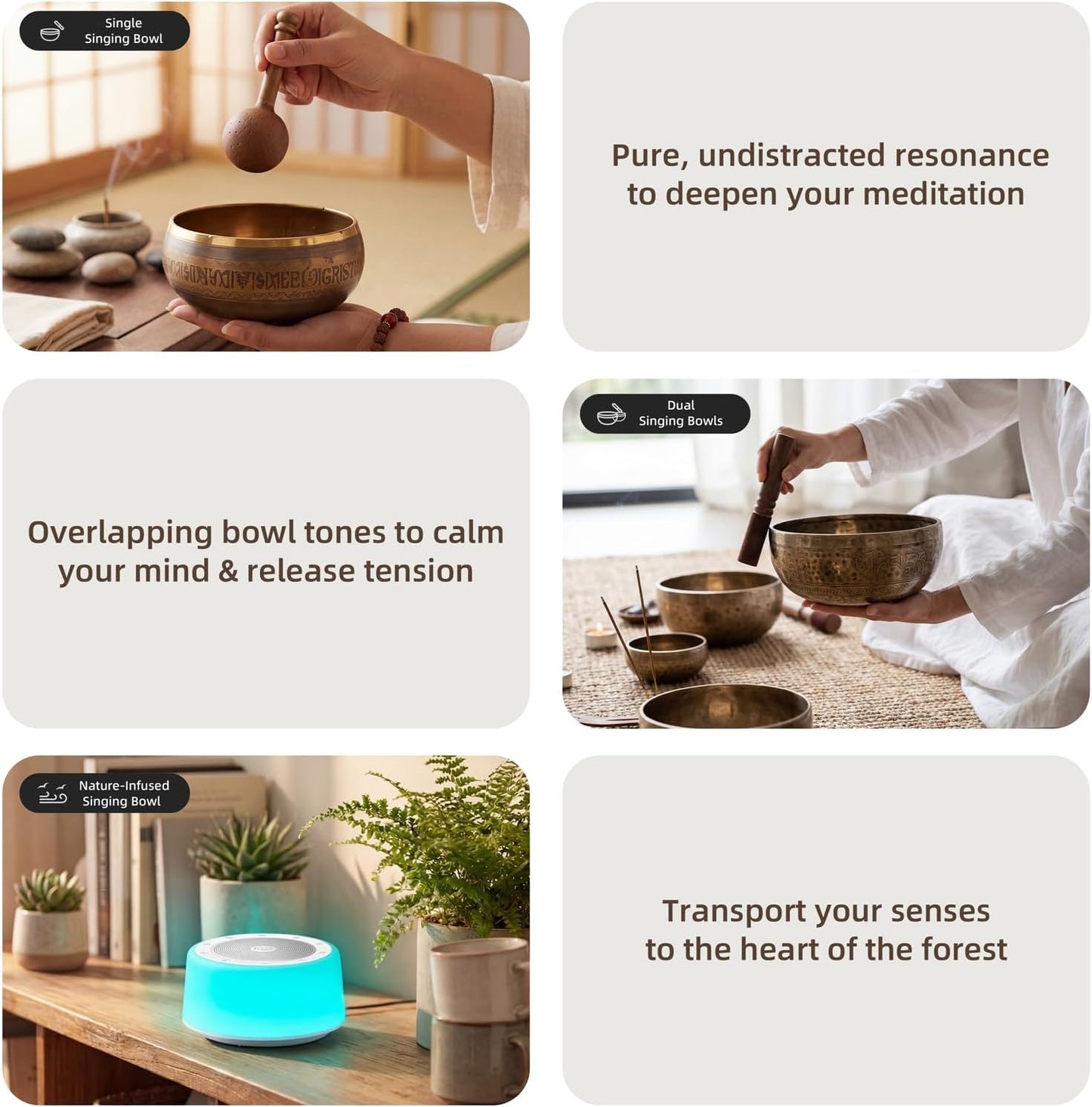 Kipcush Automatic Tibetan Singing Bowl Sound Machine – 11 Healing Tones, Touch Control Night Light, Smart Timer & Memory, Plug-in Sound Therapy Device for Yoga, Meditation, Sleep & Stress Relief