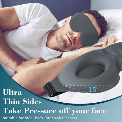 ZGGCD Sleep Mask for Side Sleeper, Light Blocking Sleeping Eye Mask for Women Men, 3D Contoured Cup Night Blindfold, Luxury Eye Cover Eyeshade with Adjustable Strap for Travel, Nap, Black
