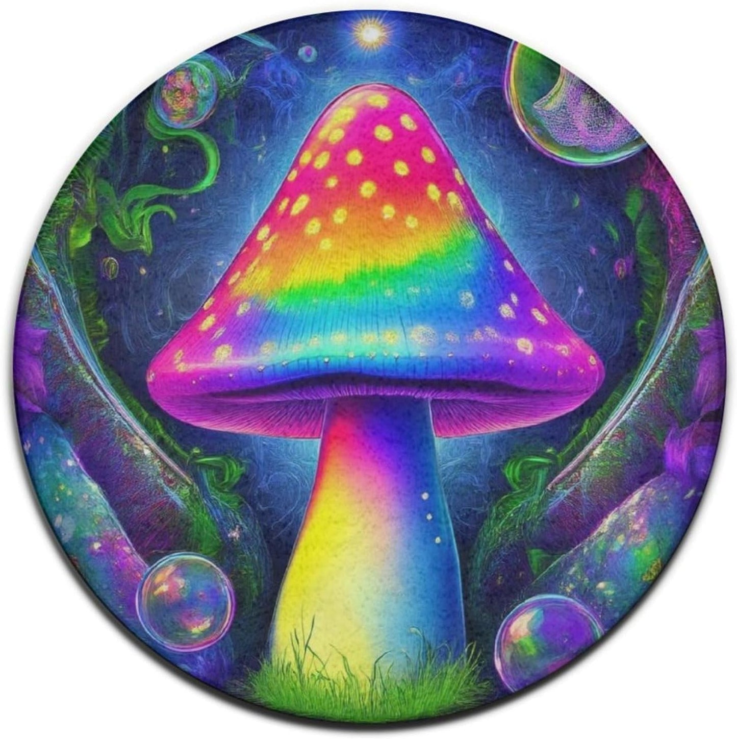Home Decor Non Slip Kitchen Office Circle Rug, Machine Washable Modern Round Area Rug, Room Sofa Yoga Soft Round Carpet Purple Galaxy Trippy Space Astronaut Art, 36inch