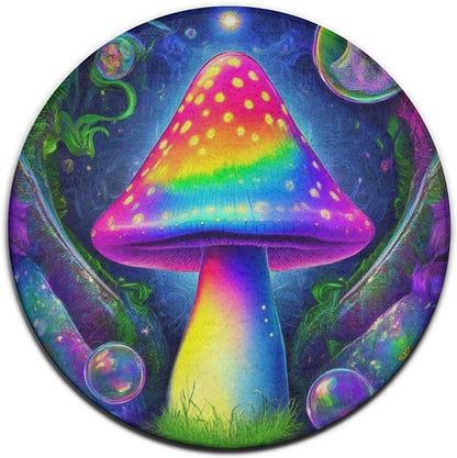 Home Decor Non Slip Kitchen Office Circle Rug, Machine Washable Modern Round Area Rug, Room Sofa Yoga Soft Round Carpet Purple Galaxy Trippy Space Astronaut Art, 36inch