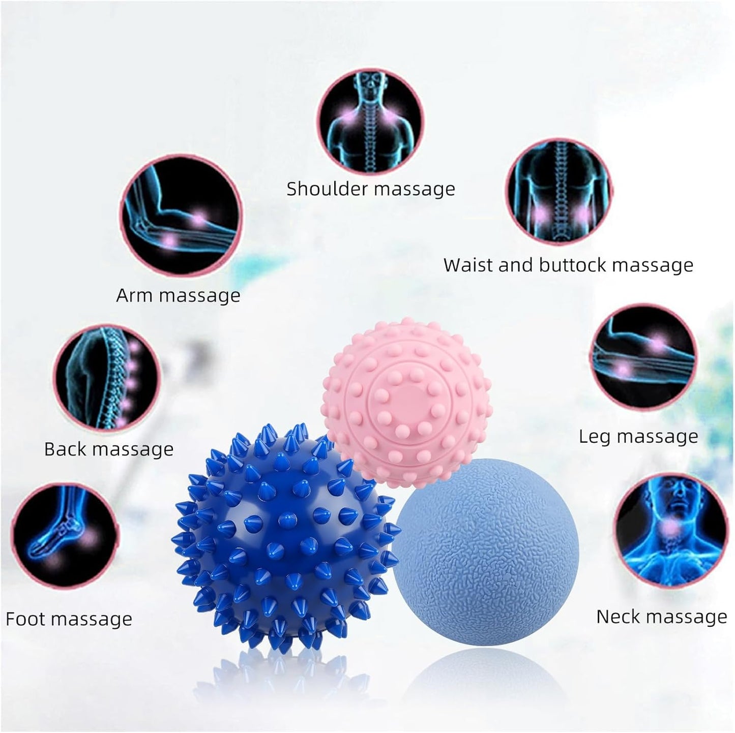 WOVTE Massage Lacrosse Ball for Sore Muscles, Shoulders, Neck, Back, Foot, Body, Deep Tissue, Trigger Point, Muscle Knots, Yoga and Myofascial Release (Blue)
