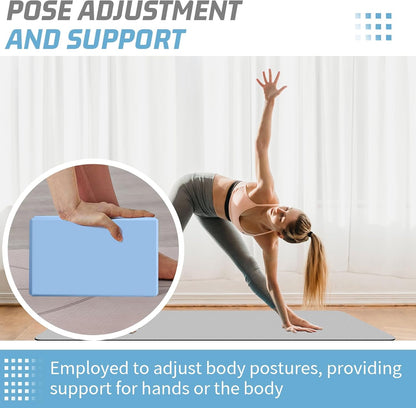 Yoga Blocks 2 Pack 3x6x9IN Foam Block Supportive Latex-Free with Stretch Band, Non-Slip Exercise Blocks for Pilates, Meditation, Balance, Stretching and Deep Poses