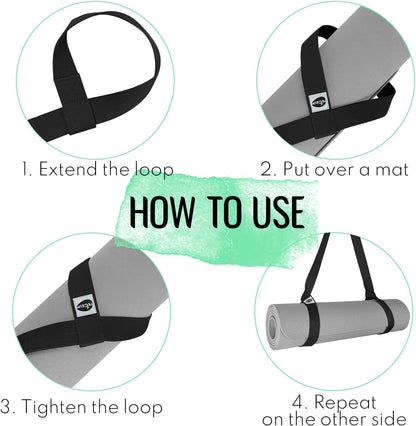 TECEUM Yoga Mat Strap – 30+ Colors – Adjustable Mat Holder Sling Carrier for All Mats [Mat Not Included]