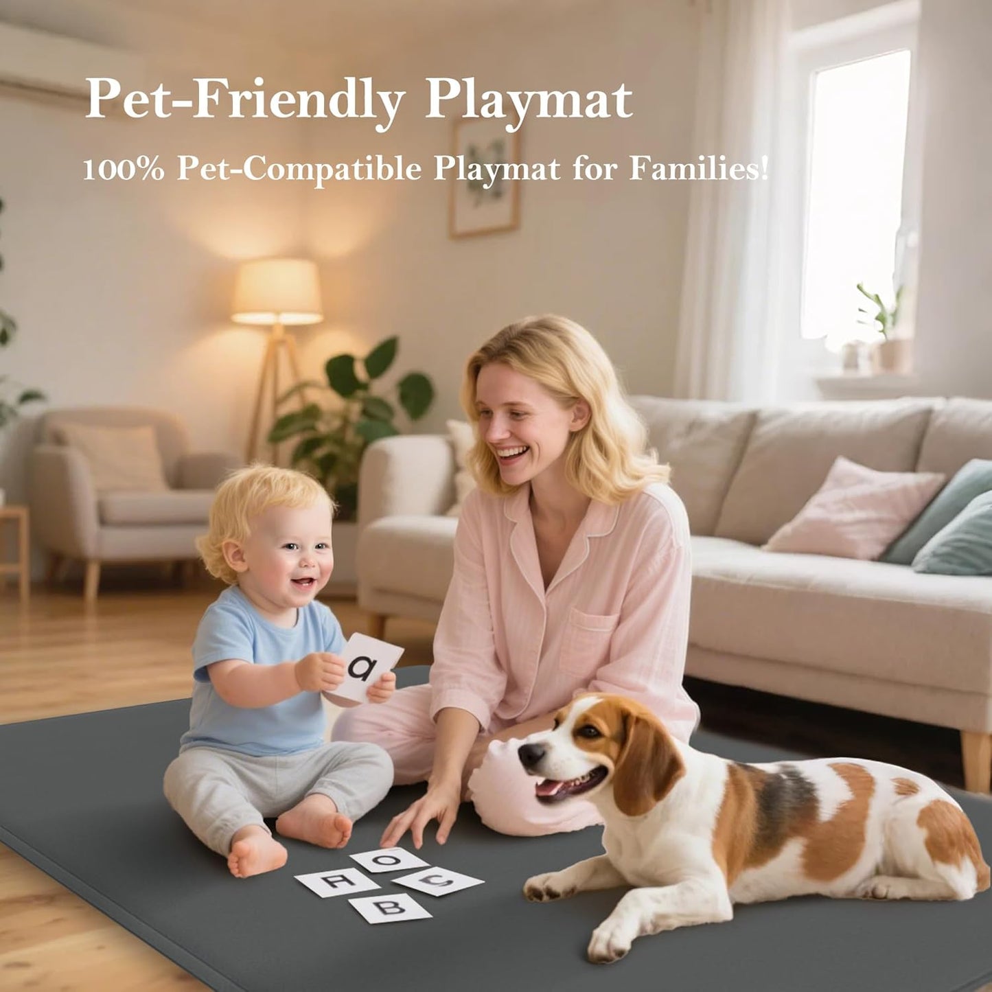 PapaMama Baby Play Mat,1.3" Thick Memory Foam 50x50 Soft Velvet Playpen Mat for Kids,Infants,Toddlers,Tummy Time Crawling Mats with Non-Slip Bottom,Yoga,Tatami,Nursery Rug(Sky Blue)