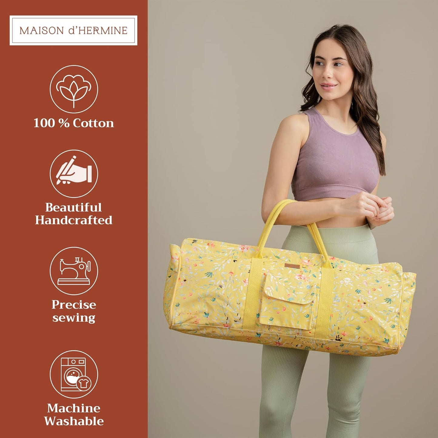 Maison d' Hermine Yoga Mat bag, Cylindrical bag for Woman&Men, yoga mat Bag &Adjustable shoulder straps Yoga Mat Carrier Bag with Drawstring Water Bottle Pocket and zipper pocket Easter Gifts
