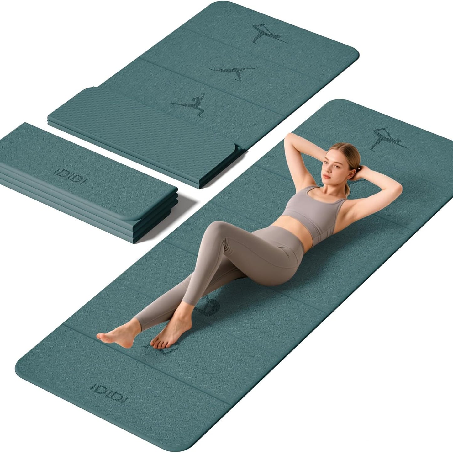 Extra Thick 10mm Foldable Yoga Mat, SGS Certified POE Non-Slip Mat, Multi-Purpose Exercise & Fitness Mats for Studio or Home
