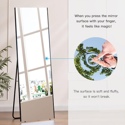 brisafe 67"x24" Ultra-Light Mobile Floor Mirror with 360° Wheels, 0.04mm Shatterproof Nano Film for Home Gym/Yoga/Dance Studio & Commercial Use | 60% Insurance Savings | Black