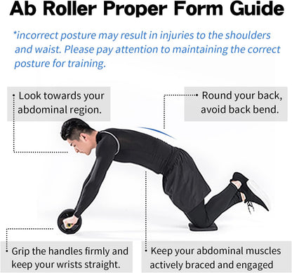 Ab roller wheel with knee pad for abdominal exercise core workout weight loss no noise easy to assembling light weight perfect home gym equipment for men & women