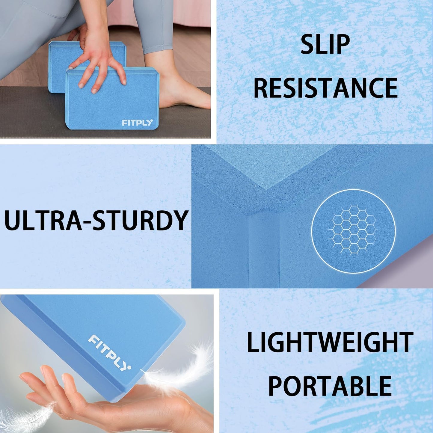 Yoga Blocks 2 Pack - Non-Slip Yoga Brick & Foam Blocks Yoga Set, High-Density Pilates Block for Stretching, Meditation, and Exercise Blocks Foam, Ideal for Deep Poses