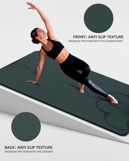 Large Yoga Mat (75.5"x47.6"x0.4"）Extra Wide & Thick 10mm, Non-Slip Exercise Mat, High-Density TPE Mat for Yoga Pilates & Home Gym Workouts