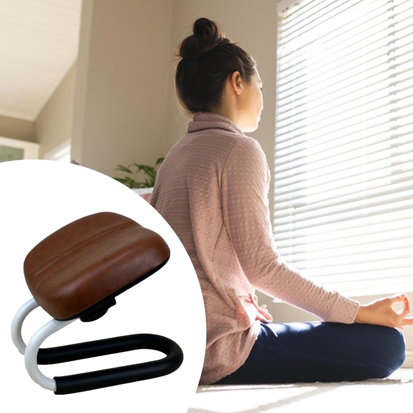 Menolana Kneeling Meditation Stool, Prayer Bench Adjustable Height, Portable Meditation Bench, for Studio Yoga Praying Prayer, Black