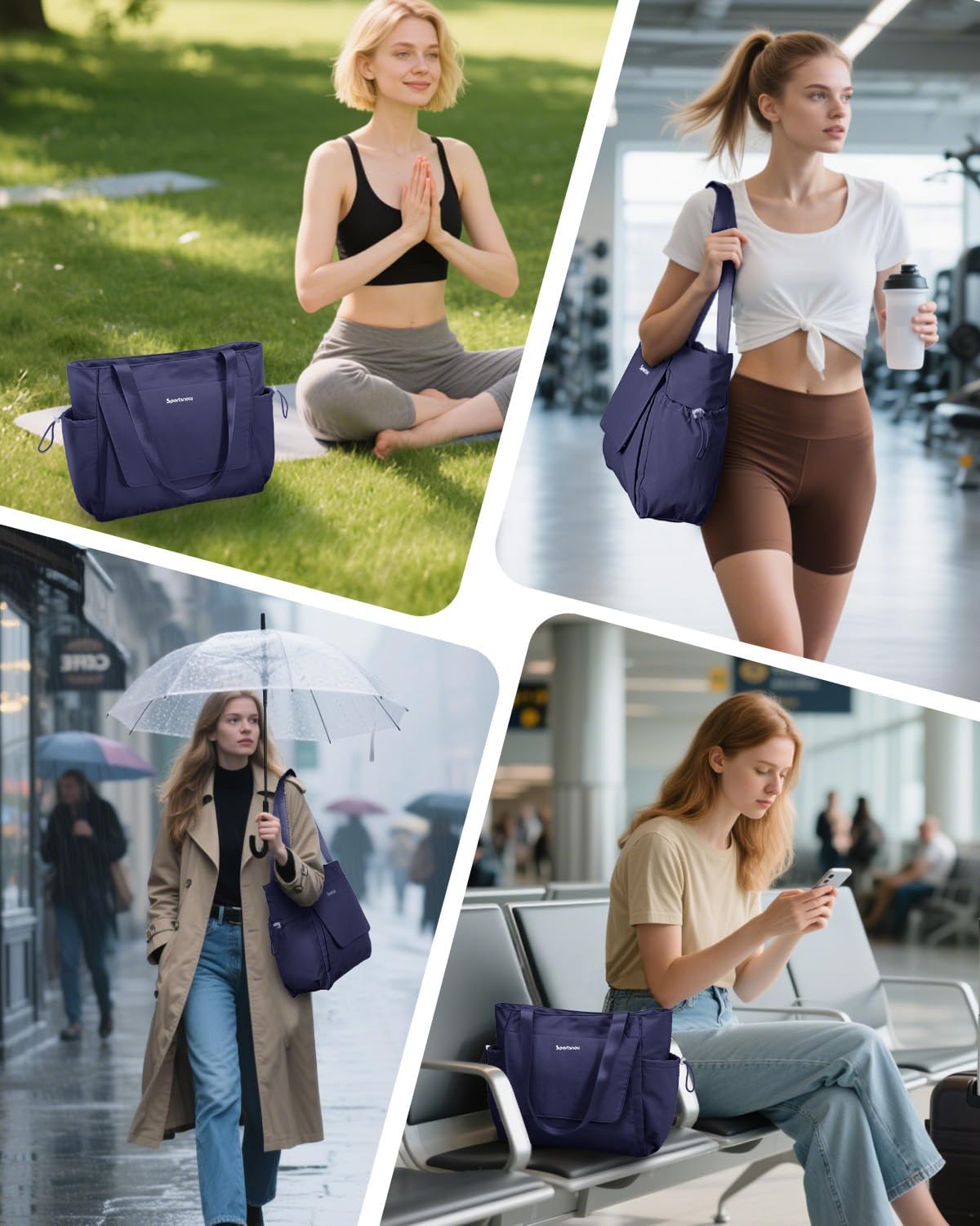 sportsnew Yoga Mat Bag Tote Yoga Gym Bags For Women Men with Waterproof Wet Pocket & Hook-and-loop, Quick Access Storage Yoga Mat Bag Carrier