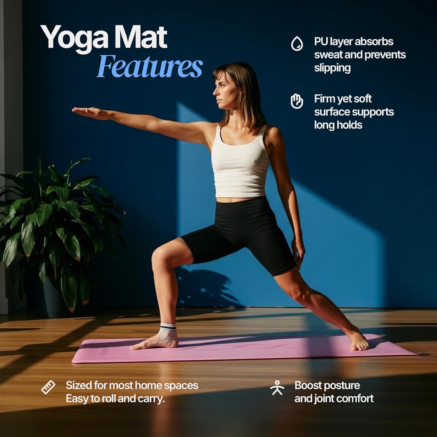 Natural Rubber Mat with Bag | 4.5 mm Pilates Mat | Non Slip Yoga Mat Non Slip| Gym Mats for Home Gym Floor Mat | Home Exercise Mats for Home Workout Accessories | Fitness Mat, Workout Mats for Home Gym | Yoga Matt | Stretching Mat