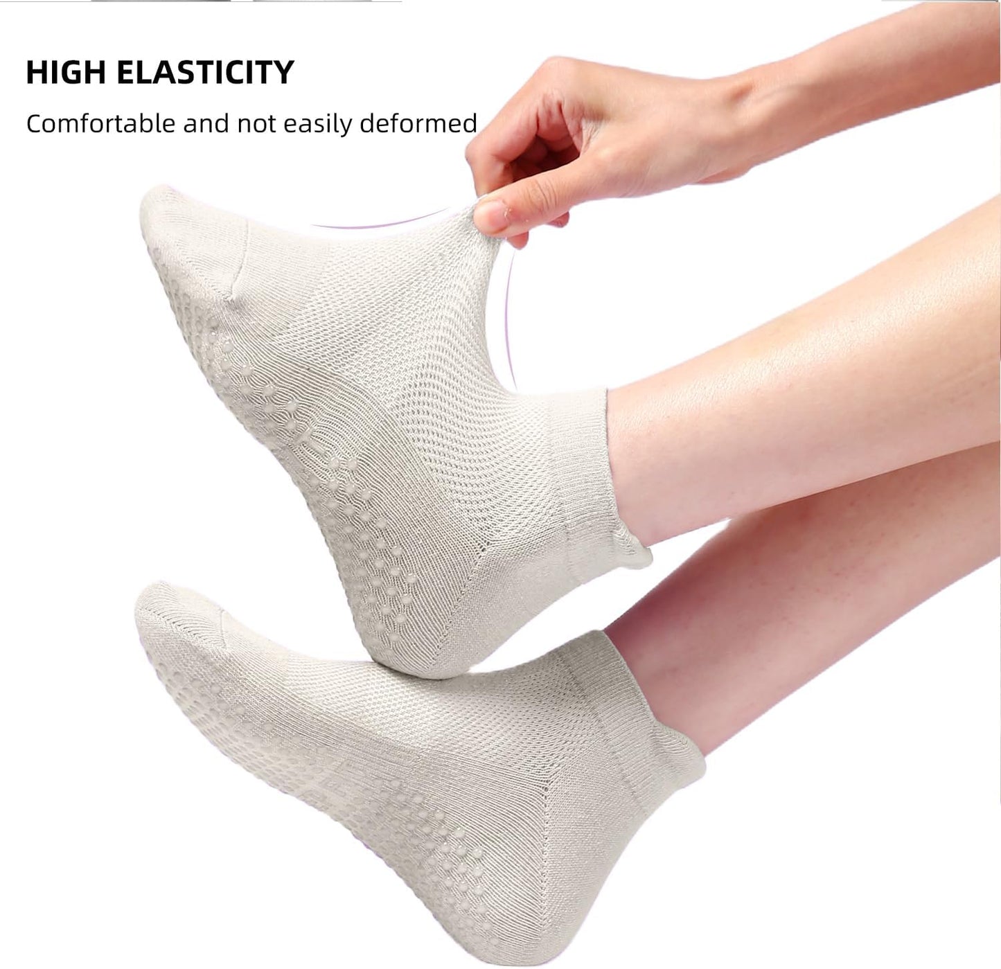 Acetin 4 Pairs Grip Socks Pilates Socks for Women