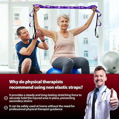 Acozycoo Stretching Strap with Loops for Physical Therapy,Yoga Strap for Stretching,Home Workout,Pilate & Flexibility Training,Non-Elastic Exercise Stretch Band for Hamstring,Leg Stretcher Belt,Flexibility Fascia