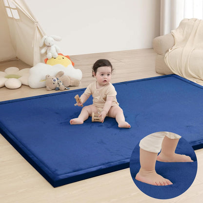 Baby Play Mat for Floor,1.3" Thick Memory Foam Tummy Time Mat,Soft Coral Velvet Nursery Rug,Large Non Slip for Crawling,Toddlers,Infants,Kids,Yoga & Tatami Style for Living Room(Dark Gray)