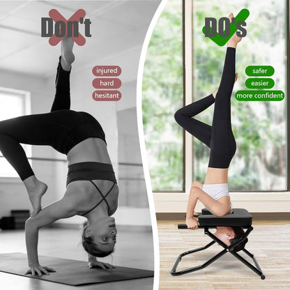 Foldable Yoga Headstand Bench, 330.7 LBS Capacity Multi-Functional Yoga Inversion Chair Feet Up Trainer Headstand Stool for Home Workout&Fitness&Gym