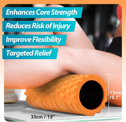 Krightlink Foam Roller for Deep Tissue Massager, 13" High Density Exercise Patented Roller for Muscle Massage and Myofascial Trigger Point Release Back Roller for Fitness, Yoga and Pilates (Black)