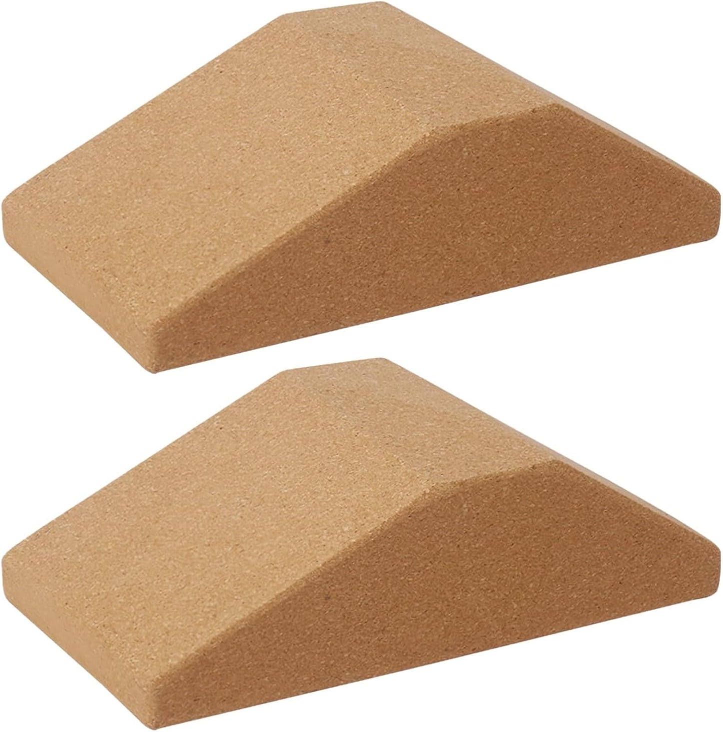 2 Yoga Wedge Blocks - Cork Design for Wrist Support and Non-Slip Grip, Ergonomic for Squats & Myofascial Release