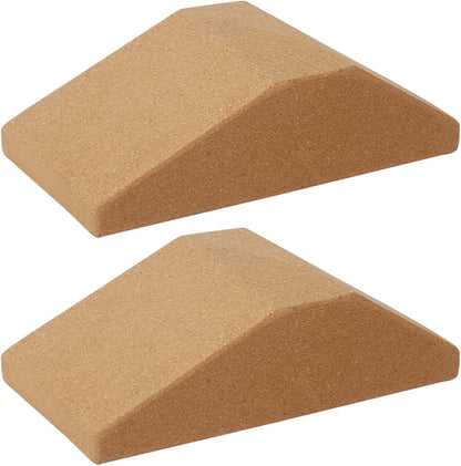 2 Yoga Wedge Blocks - Cork Design for Wrist Support and Non-Slip Grip, Ergonomic for Squats & Myofascial Release