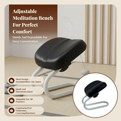 Menolana Kneeling Meditation Stool, Prayer Bench Adjustable Height, Portable Meditation Bench, for Studio Yoga Praying Prayer, Black