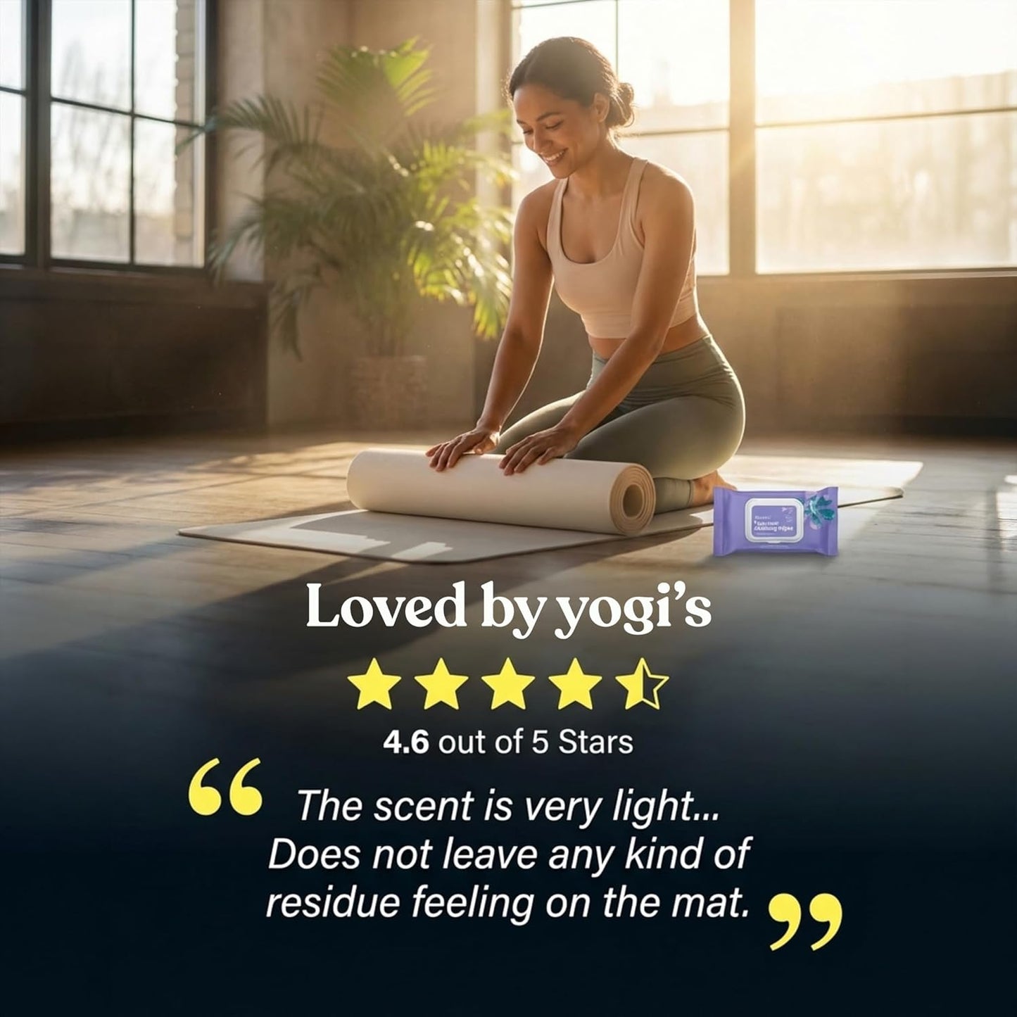 ASUTRA Yoga Mat Cleaning Wipes (Lovely Lavender), 2 Pouches (30 Wipes Each) - No Slippery Residue, Deep-Cleansing for Fitness Gear & Gym Equipment